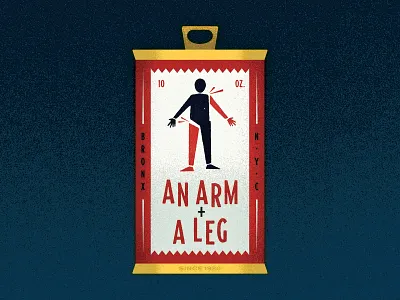 22/31 - Expensive alcohol arm and a leg beer can expensive illustration illustrator inktober inktober 2018 label saul bass texture vectober vector vintage