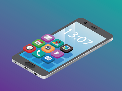 Isometric Phone design illustration illustrator isometric modern phone vector