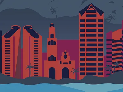 San Diego 3 graphic design line drawing