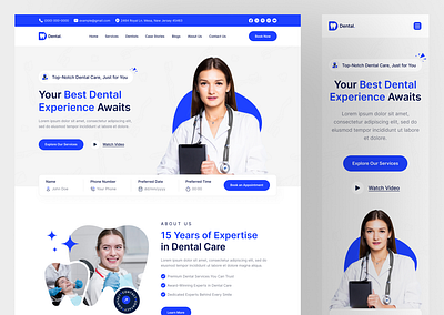 Dentist and Dental Clinic Website UIUX Design app design dental clinic website dentist dentist website design designer figma hire uiux designer landing page ui ui designer uiux design user interface ux web web design web designer web uiux website website designer in usa