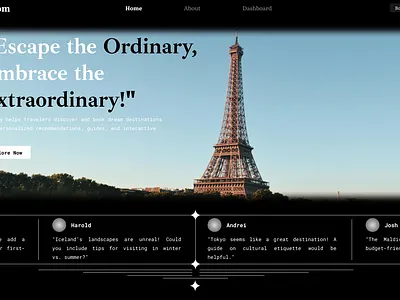 VayKayy a vacation website UI Design Hero Section black design elegant film hero section minimal paris ui vacation web design website