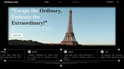 VayKayy a vacation website UI Design Hero Section black design elegant film hero section minimal paris ui vacation web design website