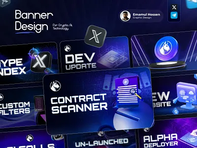 Crypto Ai Web3 Twitter X Banner Design advertising ai banner branding crypto design post telegram twitter x web web3 website