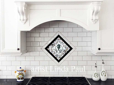 Seahorse Backsplash Mother Of Pearl Shell Hand-painted Glass artist backsplash ceramic contemporary custom art design glass glass art kitchen design mosaic mother of pearl seahorse tile tiles