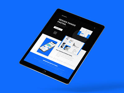 Responsive Tablet Landing Page Design app blue design flat ipad landing landing page minimal mockup page design responsive responsive branding site tabet tech tool ui website