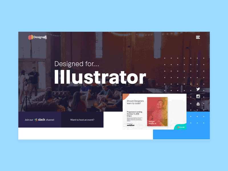 Hero worth designing for. animation colours design website