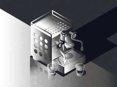 day 21 espresso machine illustration isometric ooshiny