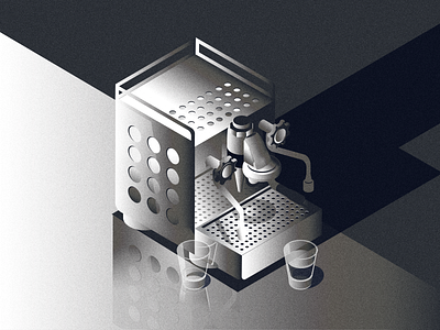 day 21 espresso machine illustration isometric ooshiny