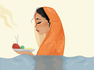 Chath Puja Illustration adobe animation app art branding design digitalart flat icon illustration illustrations indian portrait ui ux vector wacom web website