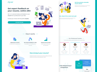 Clyver Landing Page app brand branding dashboard design home homepage illustration interaction landing sketch ui ux vector website white