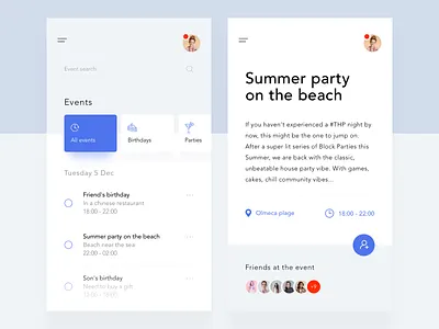 My events app clean design event ios mobile ui ux