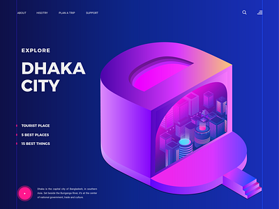 Dhaka City (D concept) 2.5d 3d illustration isometric landing ui web