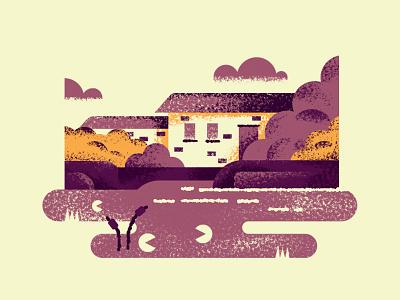 Bordeaux lake house bushes daniele simonelli dsgn illustration lake lake house spot illustration texture