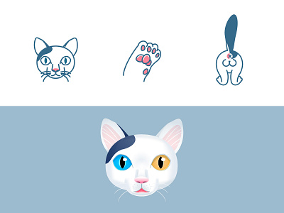 my cat II balls cat hand head icon line moji tail