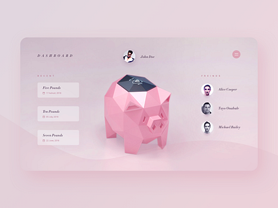 Contactless Piggy Bank - Dashboard app app concept brand branding clean color debut design experiment identity illustration minimal sketch type typography ui ux vector web website