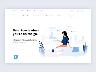 HRMS website Mobile app page view app flat girl mobile hr hr cloud hrm hrms mobile illustration raise ui uiux ux zeplin