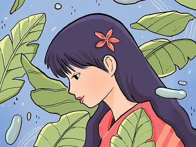 Tranquil drawing girl illustration sketch vector