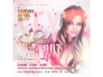 Ladies Night Flyer Template banner branding christmas cover day design flyer gold graphic icon illustration invitation logo party promo sale template typography vector white