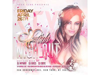 Ladies Night Flyer Template banner branding christmas cover day design flyer gold graphic icon illustration invitation logo party promo sale template typography vector white