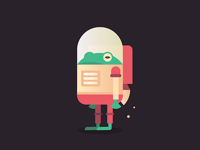 Captain Spacefrog frog illustration illustrator jetpack space