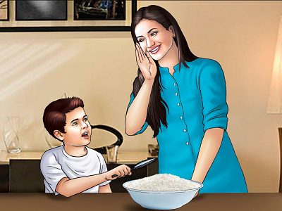 Son and Mom 2dcartoon animation branding childrensbookillustration design educational artwork fun time graphic design illustration illustration art logo ui