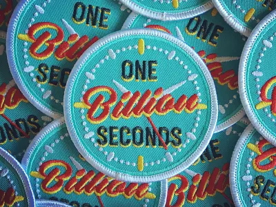 One Billion Seconds Embroidered Patch clock design embroidered embroidered patch one billion seconds patch patch design watch
