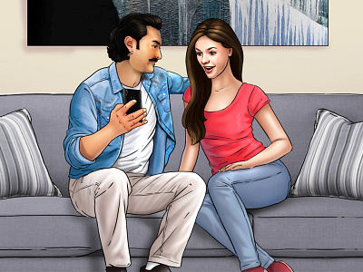 Husband Wife illustration art love story illustration