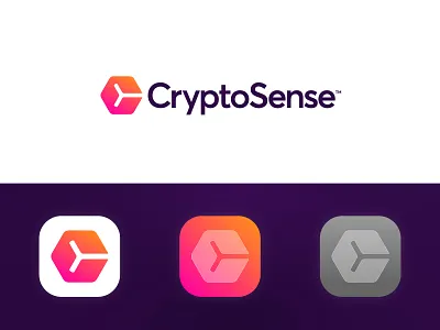 CryptoSense - Logo Design app application branding c channel crypto cryptocurrency cube currency gradient hexagon identity logo market monogram mood news sense stock vibe