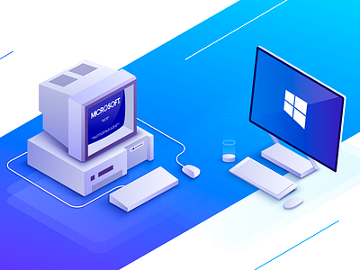 New and old computer computer evolution isometry new old progress technology