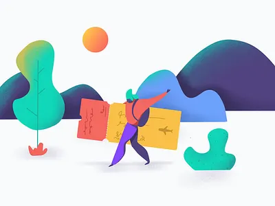 Traveler Illustration adventure adventurer colors design drawing illustration montain nature plants procreate ticket traveler