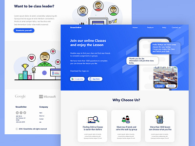 Education Landing Page Concept blue clean design education illustration landingpage minimalist simple student ui ux web webdeisgn