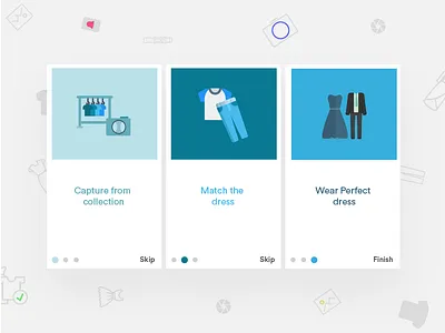 Dress Pair App - Onboarding Screens android app collection design dress illustration ios