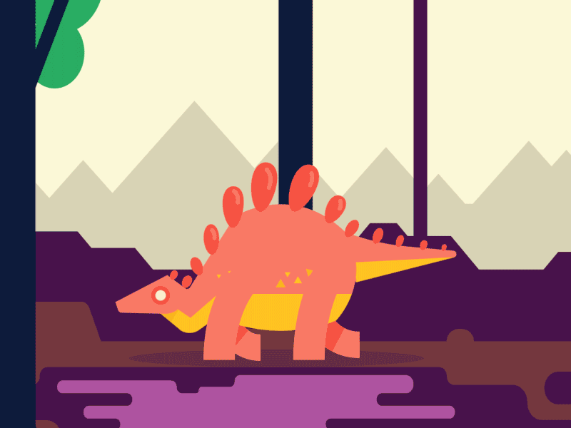 Vectober Day 23 - Muddy animation creature dinosaur inktober monster motiongraphic muddy stegasaurus tarpit vectober vector walkcycle