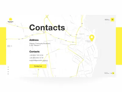 Geometric Website. Contacts. branding clean digital agency geometric minimal ui ux webdesign website webstudio yellow