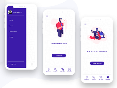 APP RUTA aplication app app concept app design design flat illustration purple ui