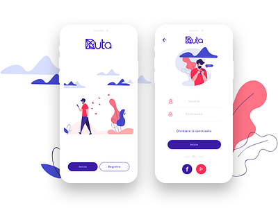 APP RUTA aplication app app concept app design flat illustration purple ruta ui