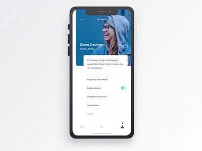 Givme - Profile settings app design development digital evolution experience graphic interactive intuitive mobileapp navigation personal profile prototyping settings tasks ui user user experience ux