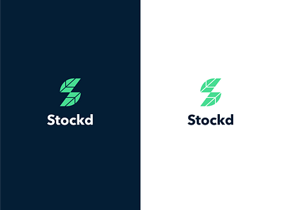 Stockd app design flat food icon leaf logo modern s typogaphy