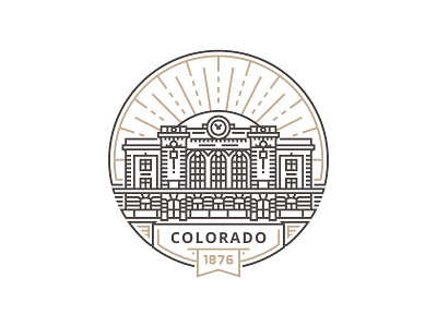 Colorado building denver design emblem illustration logo sun union station usa