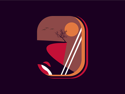 Evening ( Day21/365 ) birds color daily art daily challange design evening illustration landscape mountain sun tree vector window