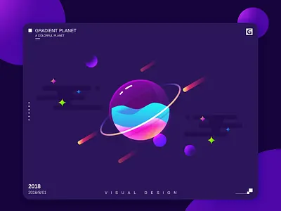 Gradient Planet design type typography ui vector