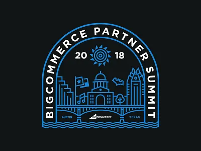 BC Partner Summit T-Shirt austin austin texas bat bigcommerce branding congress ecommerce event illustration monoline partner river skyline summit tech tshirt tshirt art