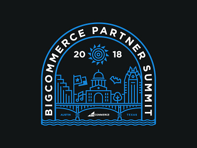 BC Partner Summit T-Shirt austin austin texas bat bigcommerce branding congress ecommerce event illustration monoline partner river skyline summit tech tshirt tshirt art