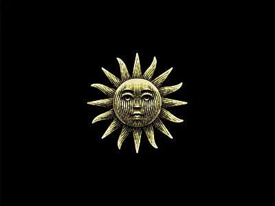 Sun brand etching graphic designer illustration logo sun vintage