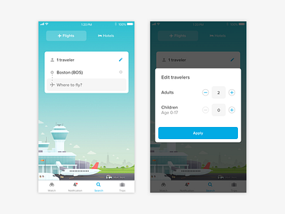 Travelers on Search design experiment interface mobile modal smoke test travel ui