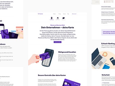 Kontist Product Pages banking illustration webdesign