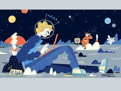 Quartz at Work character design color combination editoral illo illustrated illustration illustrator quartz ux design web illustration work workspace