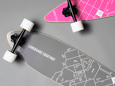 Longboard - citymap design graphic design gray illustration infographic line longboard magenta map minimal