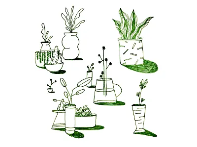 Foliage design flower illustration ink plant plants