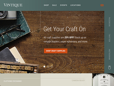 Vintique - Header antique daily ui desktop header hero menu navigation shop store ui ui challenge vintage website